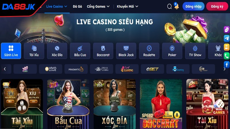 Live casino DA88 nơi lý tưởng để người chơi thỏa mãn niềm đam mê